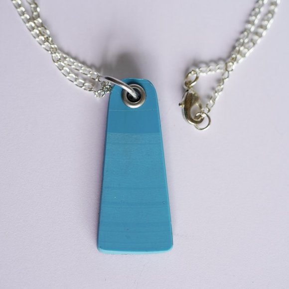 Two-tone Blue Vinyl Record Pendant with Swarovski - Picture 4 of 5